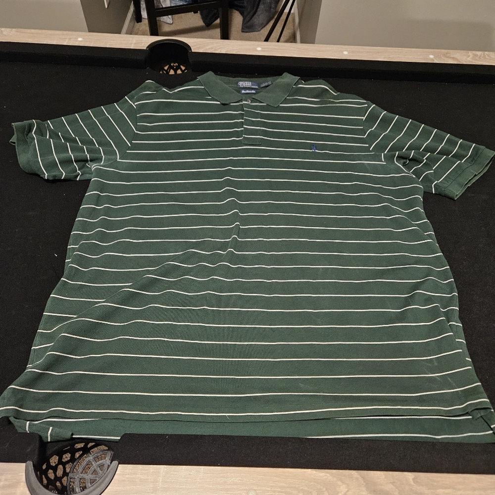 Polo by Ralph Lauren Forest Green Polo with Cream Stripes